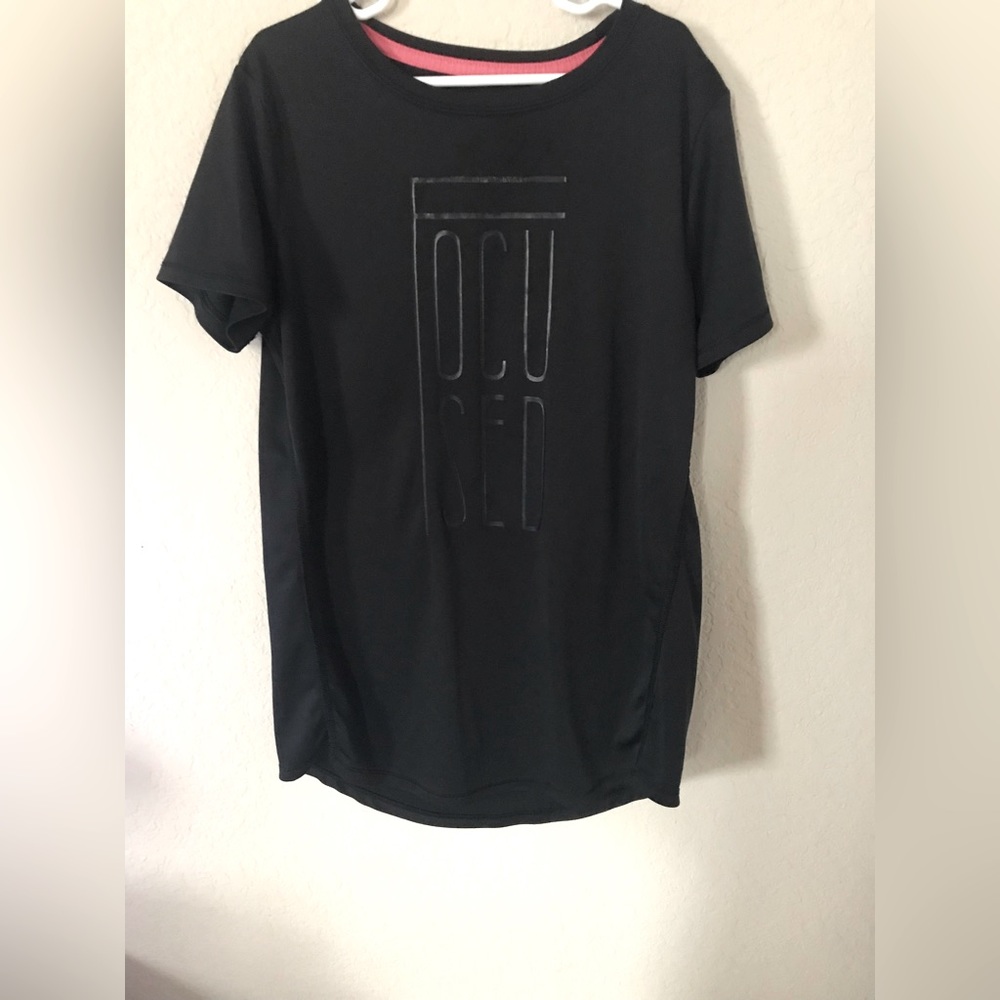 All in motion black “focused” t-shirt